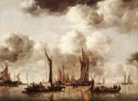 Jan van de Capelle - Dutch Yacht Firing a Salvo